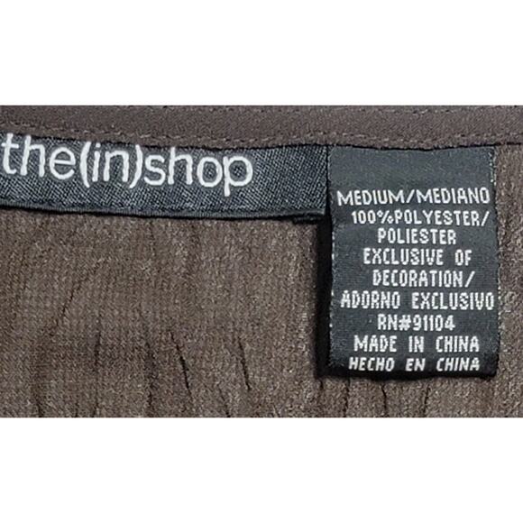 The In Shop Brown Accordion Pleated Sequin V Neck Top Medium Lightweight Soft - Picture 4 of 6